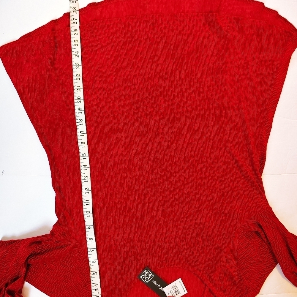 NWT Red Ribbed Tunic Polyester L - Picture 4 of 6